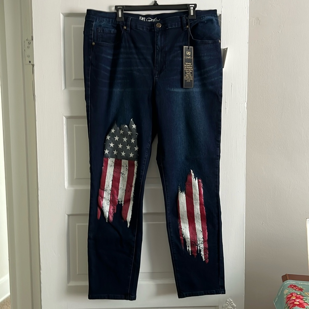 DG2 virtual stretch dark denim patriotic jeans! NWT size 18WT…